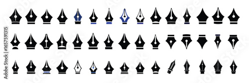 Pen nib icon set vector on white background