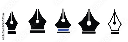 Pen nib icon set vector on white background
