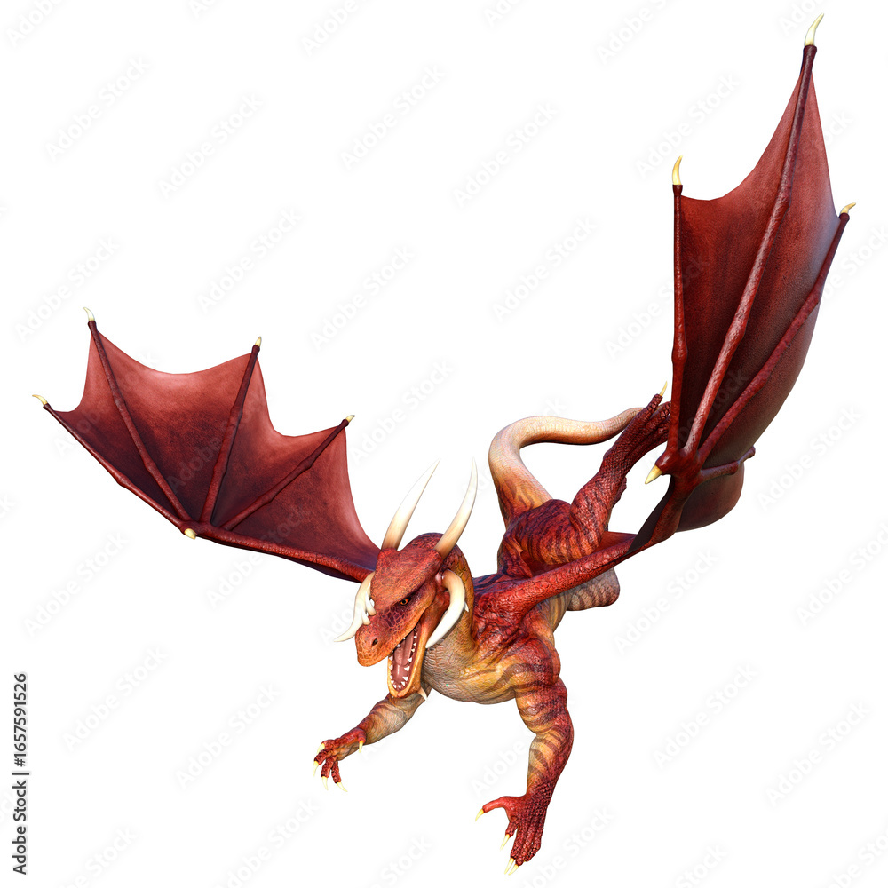 Fototapeta premium 3D Rendering Fairy Tale Dragon on White