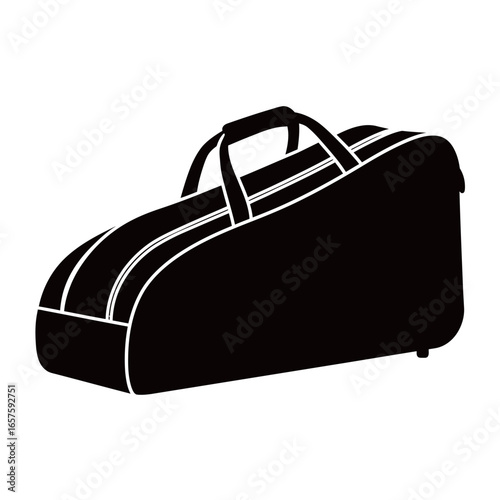 black and white silhouette of a cricket bag on a white background