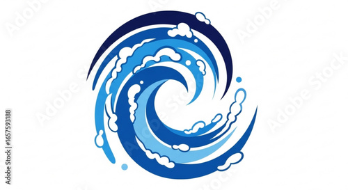 Blue water wave vector illustration ocean sea swirl graphic design element for logo and background use