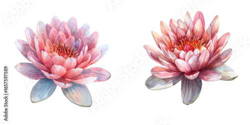 waterlily flower watercolor vector illustration