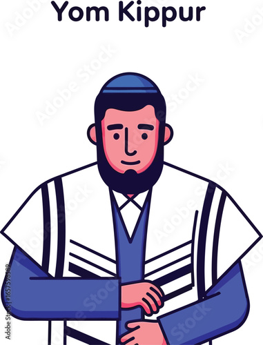 Illustration of a man praying for yom kippur, the jewish day of atonement