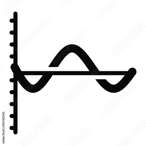 Mathematical Graph Depicting Oscillating Line and Axes in Black Icon.