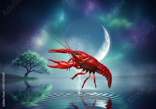 Flusskrebs unter dem nordlicht