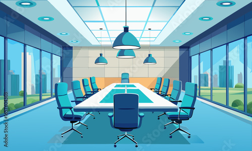 Modern Office Conference Room Vector Design