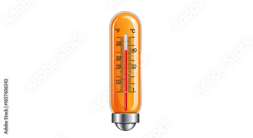 Thermometer Measuring Temperature Heat and Weather Icon for Medical or Science Use