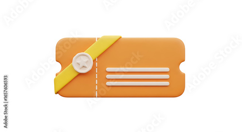 Ticket Icon Vector Illustration Event Admission Pass Orange Color Isolated On White Background