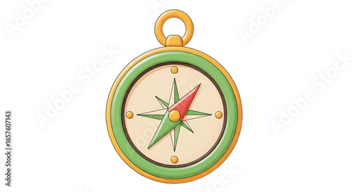 Vintage Compass Navigation Tool Icon Illustration for Travel Adventure and Exploration Concepts