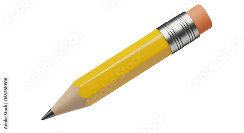 Yellow Pencil Isolated on White Background for Education and Creative Writing Concepts