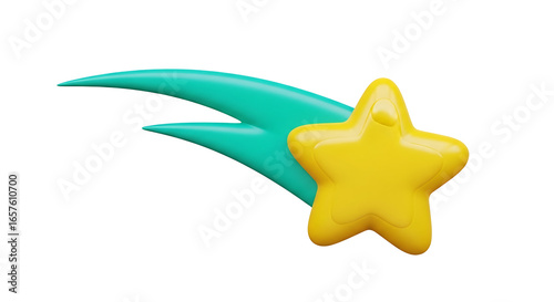 Yellow Star Shooting Across the Sky Cartoon Vector Illustration for Kids and Education