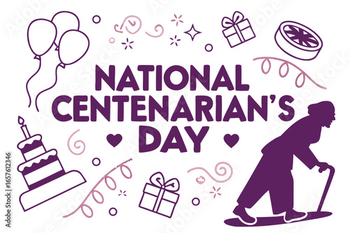 NATIONAL CENTENARIAN'S DAY vector illustration
