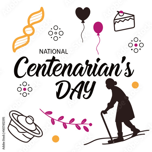NATIONAL CENTENARIAN'S DAY vector illustration