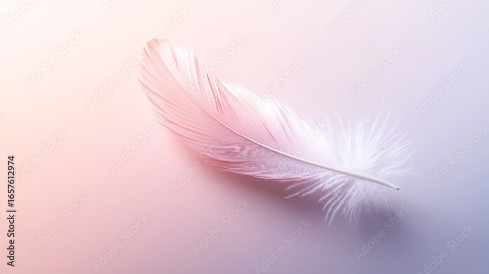 Naklejka premium Delicate Feather on Soft Gradient Background for Elegant Design