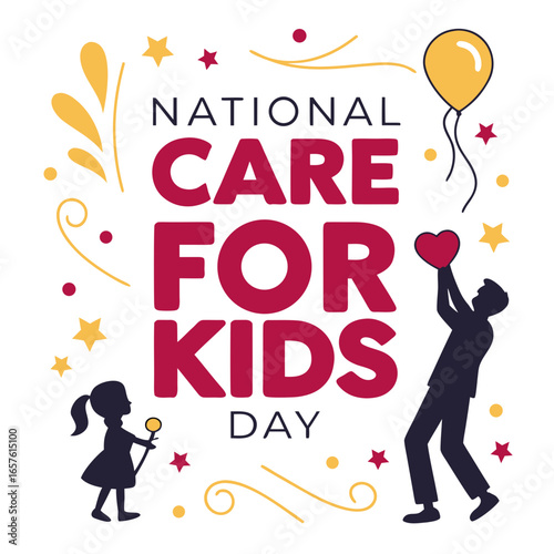 NATIONAL CARE FOR KIDS DAY vector illustration
