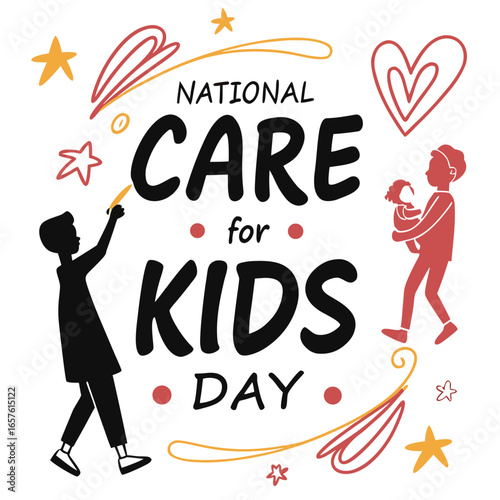 NATIONAL CARE FOR KIDS DAY vector illustration