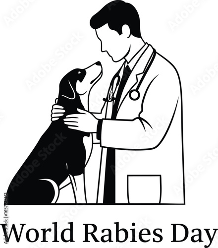 Veterinarian caring for a dog world rabies day