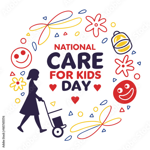 NATIONAL CARE FOR KIDS DAY vector illustration