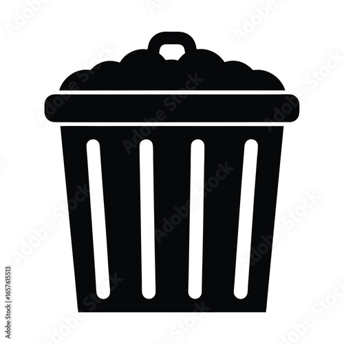 Compost bin silhouette for organic recycling- Black silhouette of a compost bin with lid, symbolizing eco-friendly recycling, gardening, farming, organic waste, and sustainable living
