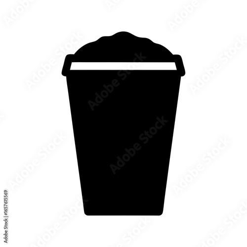 Compost bin silhouette with organic material- Black silhouette of a compost bin filled with material, symbolizing recycling, eco-friendly gardening, farming, and sustainable waste management