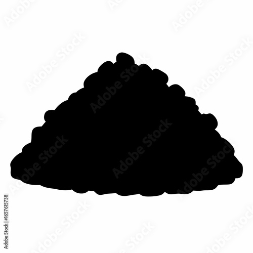 Pile of sand or gravel silhouette- Black silhouette of a heap of sand, gravel, or soil, symbolizing construction materials, earthworks, landscaping, and bulk storage