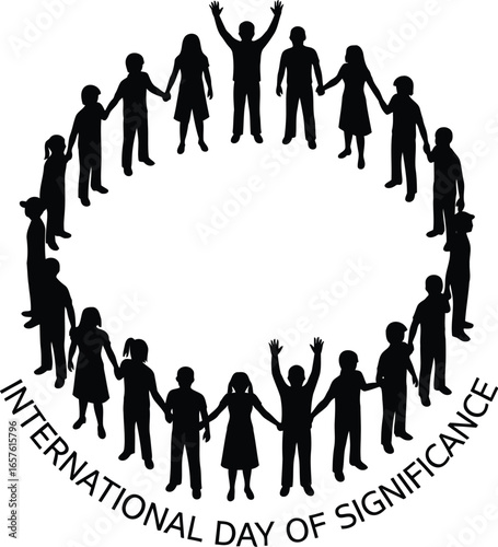 International day of significance, a circle of people holding hands, vector illustration for community and unity