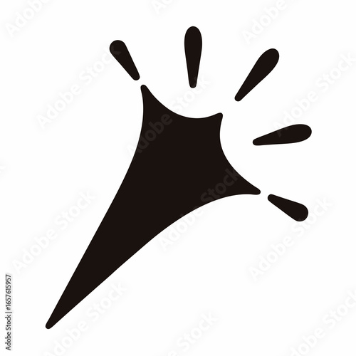 Party popper cone with confetti splash- Black silhouette of a party popper cone releasing confetti bursts, symbolizing fun, excitement, celebration, joy, and festive occasions