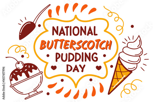 NATIONAL BUTTERSCOTCH PUDDING DAY vector illustration