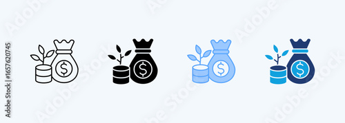 Capital Outline Icon Multiple Style