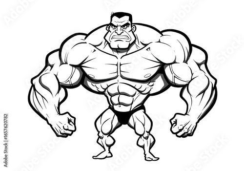 Wallpaper Mural Powerful Bodybuilder: Cartoon Illustration isolated on transparent background Torontodigital.ca