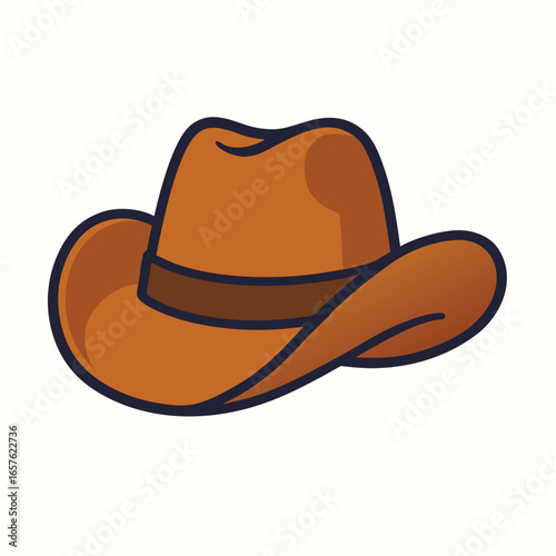 Cowboy Hat  Western Style Brown Hat Icon Vector Illustration