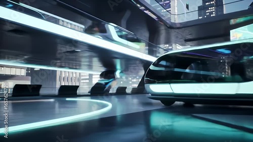 Wallpaper Mural Futuristic city sleek autonomous vehicles under a modern structure Torontodigital.ca