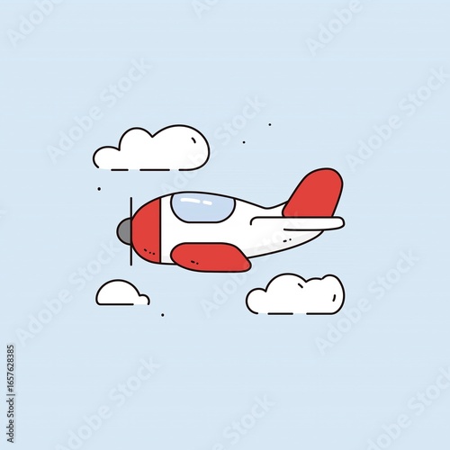 Cartoon Airplane Illustration for Children’s Decoration, Aviation - Themed Design, Educational Material, Travel Merchandise