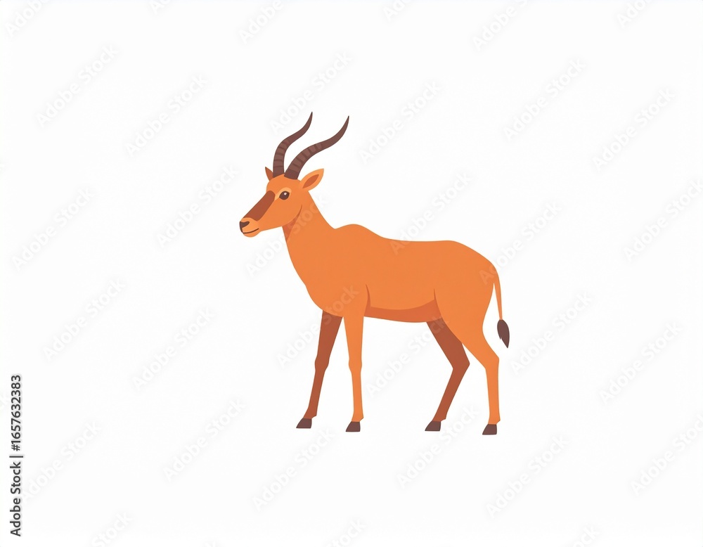 Fototapeta premium Elegant Antelope Illustration on White A Wildlife Portrait