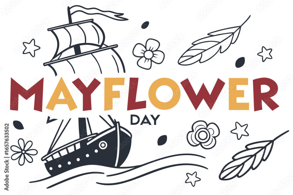 Fototapeta premium MAYFLOWER DAY vector illustration