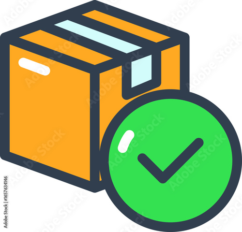Delivered package with checkmark for efficiency and reliability