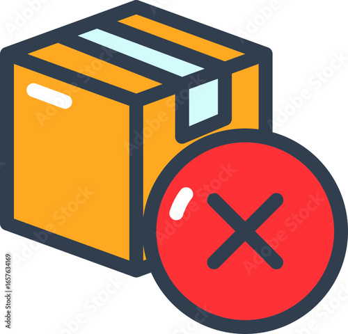 Delivery failure icon for shipping issues, vector design
