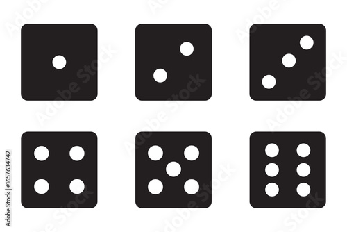 Dice Set vector icon. Game dice. Dice with six faces of cube isolated on white background. 