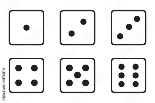 Dice Set vector icon. Game dice. Dice with six faces of cube isolated on white background. 