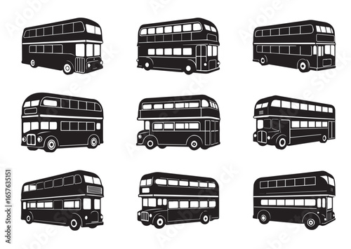 A double decker bus vector Set