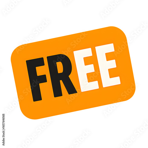 Free Label with Bold Black Letters on an Orange Background, Representing a Promotional or Discount Sign.