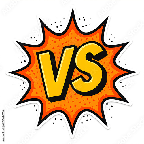 Speech Bubble Vs Comic Graphic with Starburst Outline, Bold Contrasting Letters, Pop Art Style, transparent background for Debate, Sports Rivalry, and