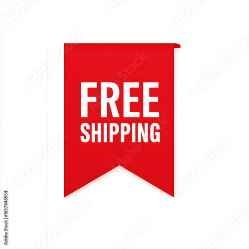Free Shipping Banner with Bold White Text on a Red Background, Representing a Promotional Offer for Online Shopping