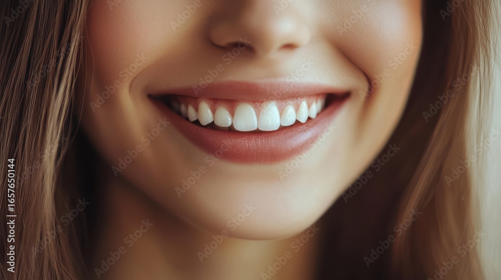 Obraz premium Young woman smiling indoors during daytime, cheerful mood