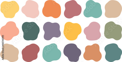 Abstract organic shapes in a vibrant and diverse color palette creating a modern artistic pattern