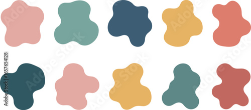 A collection of ten organic abstract shapes in a palette of muted earth tones