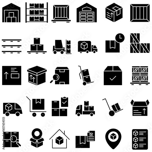 Warehouse icon vector set. storage illustration sign collection. store symbol. storehouse logo. depot web icons.