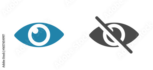 Eye and hidden icons. Solid icon.