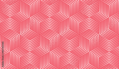 Abstract geometric pattern with stripes, lines. Seamless vector background. White and pink ornament. Simple lattice graphic design