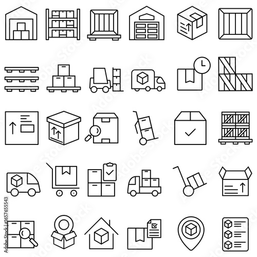 Warehouse icon vector set. storage illustration sign collection. store symbol. storehouse logo. depot web icons.